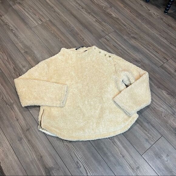 Cozy Cream Popover Mock Neck Sherpa Large - Picture 1 of 5